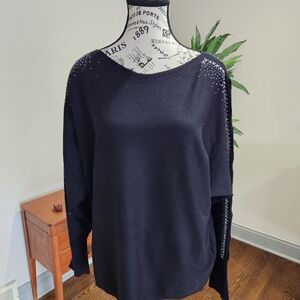 Rhinestones On Sleeves Of Womens Sweater Size Xl